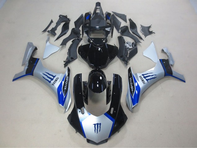 Argent Noir Bleu Monster 15-19 Yamaha YZF R1 Carénage Moto Argent Noir Bleu Monster 15-19 Yamaha YZF R1 Carénage Moto