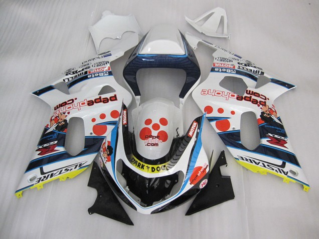 Blanc Bleu Dark Dog 01-03 Suzuki GSXR 600 Carénage Moto Blanc Bleu Dark Dog 01-03 Suzuki GSXR 600 Carénage Moto