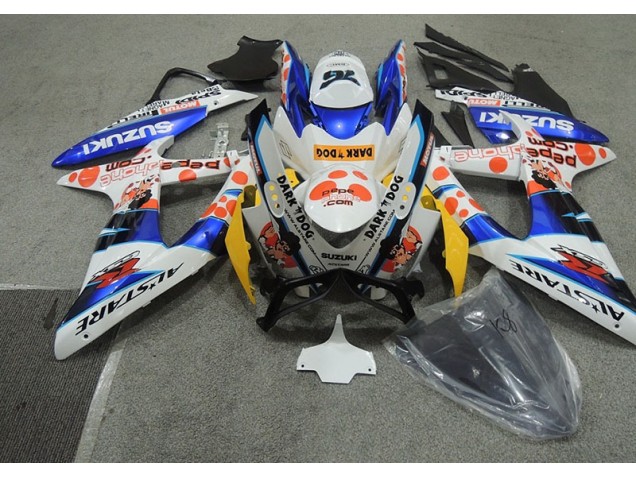 Blanc Bleu Dark Dog 08-10 Suzuki GSXR 600 Carénage Moto Blanc Bleu Dark Dog 08-10 Suzuki GSXR 600 Carénage Moto