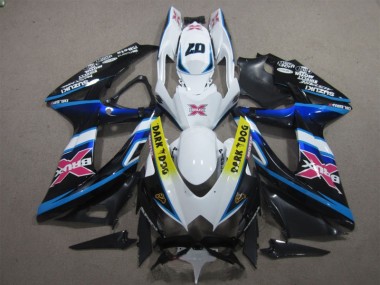 Blanc Dark Dog 07 08-10 Suzuki GSXR 600 Carénage Moto