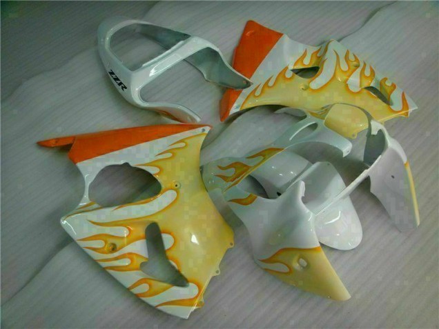Blanc Jaune Flamme 00-02 Kawasaki ZX6R Carénage Moto Blanc Jaune Flamme 00-02 Kawasaki ZX6R Carénage Moto