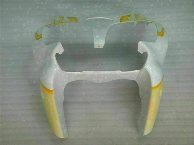 Blanc Jaune Flamme 00-02 Kawasaki ZX6R Carénage Moto Blanc Jaune Flamme 00-02 Kawasaki ZX6R Carénage Moto