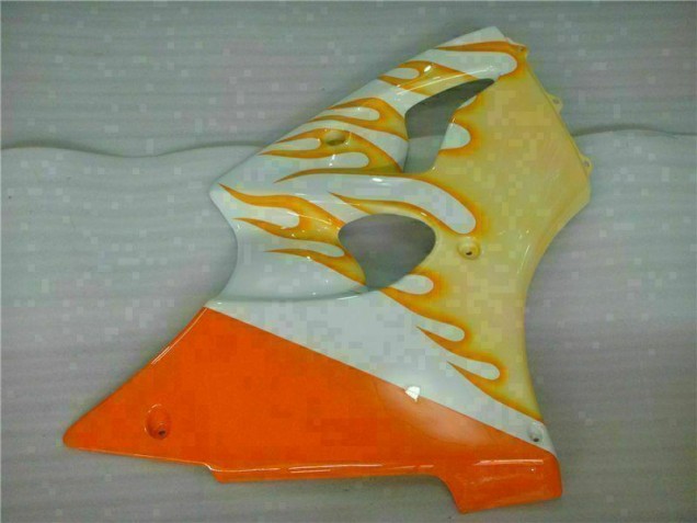 Blanc Jaune Flamme 00-02 Kawasaki ZX6R Carénage Moto Blanc Jaune Flamme 00-02 Kawasaki ZX6R Carénage Moto