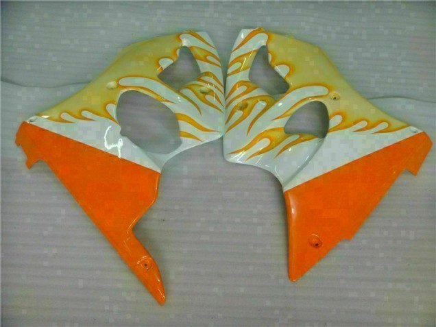 Blanc Jaune Flamme 00-02 Kawasaki ZX6R Carénage Moto Blanc Jaune Flamme 00-02 Kawasaki ZX6R Carénage Moto