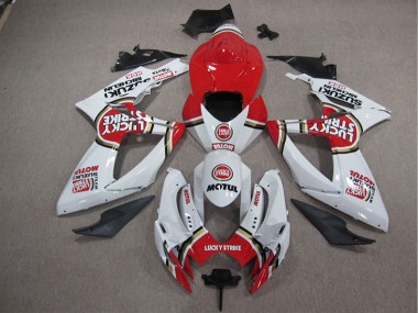 Blanc Lucky Strike Rouge Motul 05-06 Suzuki GSXR 1000 Carénage Moto