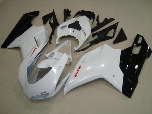 Blanc Nacré Noir 07-14 Ducati 848 1098 1198 Carénage Moto Blanc Nacré Noir 07-14 Ducati 848 1098 1198 Carénage Moto