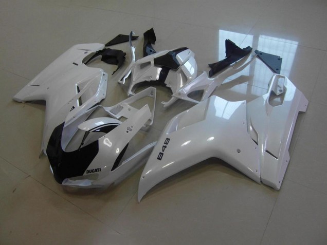 Blanc Nacré Noir Bande 07-14 Ducati 848 1098 1198 Carénage Moto Blanc Nacré Noir Bande 07-14 Ducati 848 1098 1198 Carénage Moto