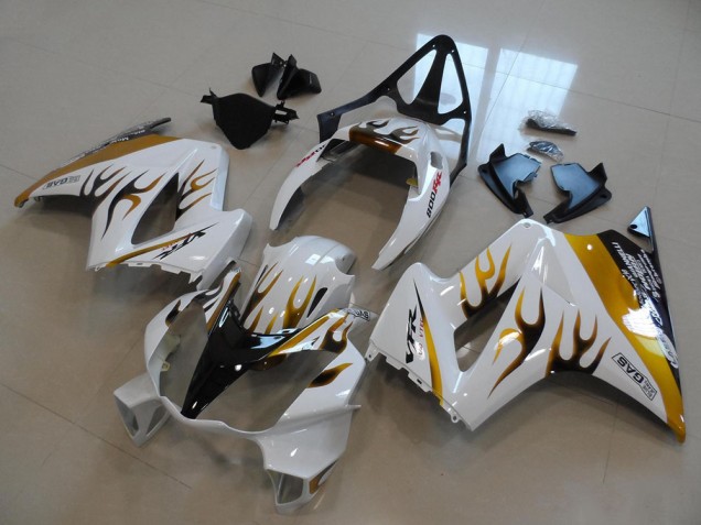 Blanc Or Noir Flamme 02-13 Honda VFR800 Carénage Moto Blanc Or Noir Flamme 02-13 Honda VFR800 Carénage Moto