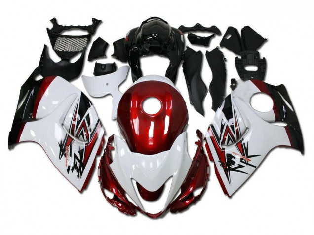 Blanc Rouge 08-19 Suzuki GSXR 1300 Hayabusa Carénage Moto