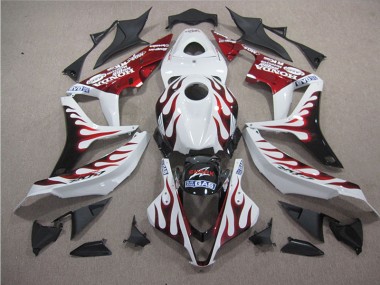 Blanc Rouge Flamme Requin 07-08 Honda CBR600RR Carénage Moto