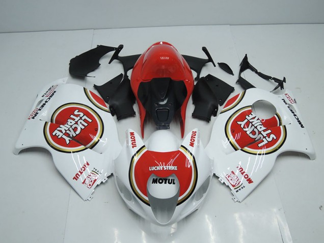 Blanc Rouge Lucky Strike Motul 96-07 Suzuki GSXR 1300 Hayabusa Carénage Moto Blanc Rouge Lucky Strike Motul 96-07 Suzuki GSXR 1300 Hayabusa Carénage Moto