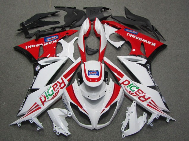 Blanc Rouge Rapid 09-12 Kawasaki ZX6R Carénage Moto Blanc Rouge Rapid 09-12 Kawasaki ZX6R Carénage Moto