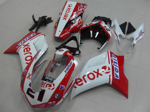 Blanc Rouge Xerox 07-14 Ducati 848 1098 1198 Carénages Moto Blanc Rouge Xerox 07-14 Ducati 848 1098 1198 Carénages Moto