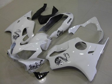 Blanc avec Noir Dragon 04-07 Honda CBR600 F4i Carénage Moto