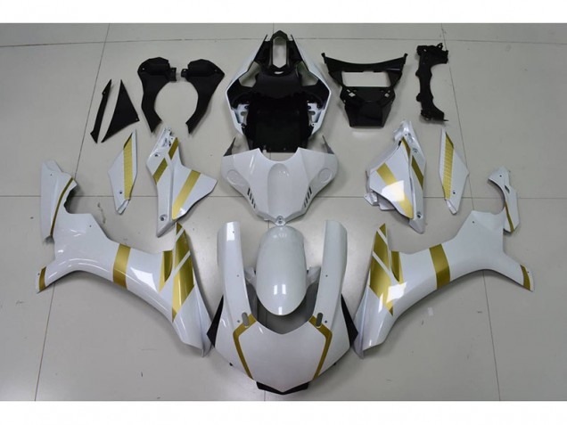 Blanc avec Or Décalque 15-19 Yamaha YZF R1 Carénage Moto Blanc avec Or Décalque 15-19 Yamaha YZF R1 Carénage Moto