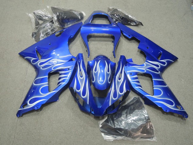 Bleu Blanc Flamme 00-01 Yamaha YZF R1 Carénage Moto Bleu Blanc Flamme 00-01 Yamaha YZF R1 Carénage Moto