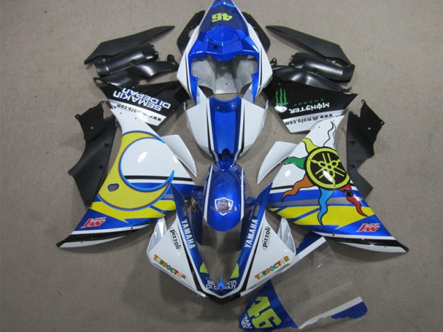 Bleu Blanc Jaune 46 12-14 Yamaha YZF R1 Carénage Moto Bleu Blanc Jaune 46 12-14 Yamaha YZF R1 Carénage Moto