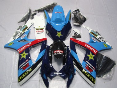 Bleu Blanc Rockstar Makita 06-07 Suzuki GSXR 600 Carénage Moto