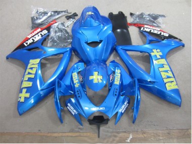 Bleu Jaune Rizla 06-07 Suzuki GSXR 600 Carénage Moto