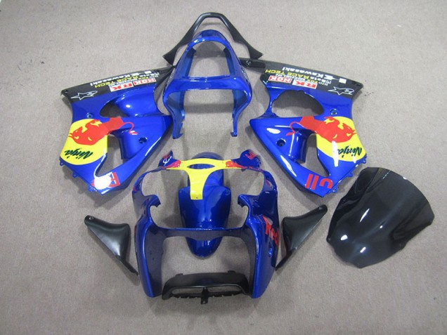 Bleu Red Bull Ninja 00-02 Kawasaki ZX6R Carénage Moto Bleu Red Bull Ninja 00-02 Kawasaki ZX6R Carénage Moto