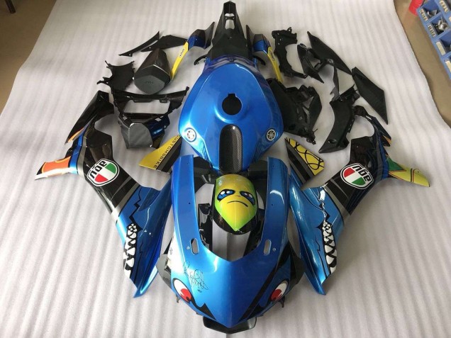 Bleu Requin 15-19 Yamaha YZF R1 Carénage Moto Bleu Requin 15-19 Yamaha YZF R1 Carénage Moto