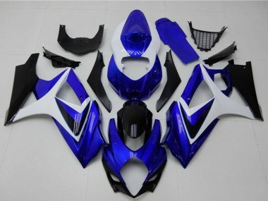 Carénages Moto Suzuki GSXR 1000 2007-2008 - Blanc Bleu Noir No Décalque