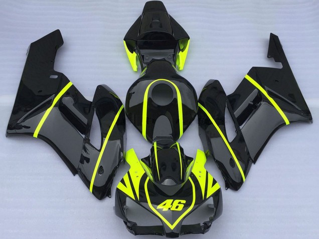 Carénages Moto Honda CBR1000RR 2004-2005 - Noir Brillant Haute Visibilité Jaune 46