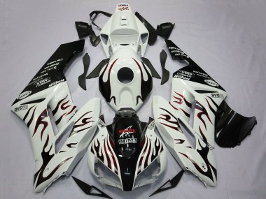 Carénages Moto Honda CBR1000RR 2004-2005 - Blanc Noir Brillant Rouge Flamme