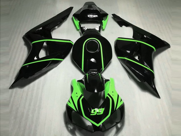 Carénages Moto Honda CBR1000RR 2006-2007 - Noir Brillant Haute Visibilité Vert