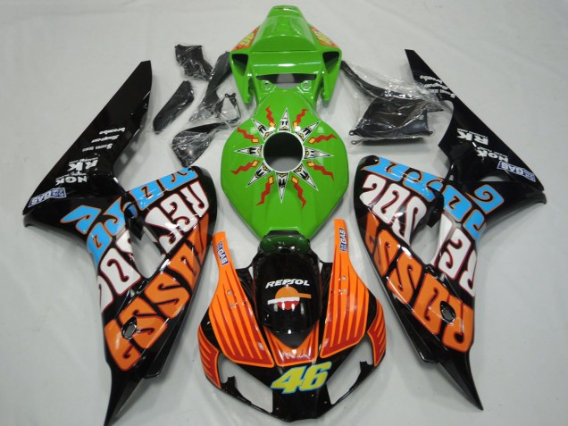 Carénages Moto Honda CBR1000RR 2006-2007 - Vert Orange Bleu Noir Brillant Rossi 46