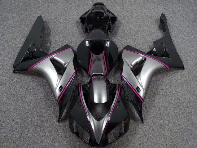 Carénages Moto Honda CBR1000RR 2006-2007 - Argent Rose Noir Brillant Rayures