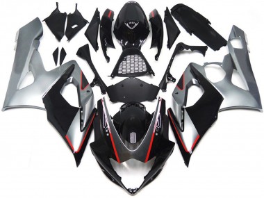 Carénages Moto Suzuki GSXR 1000 2005-2006 - Noir Brillant Argent Rouge