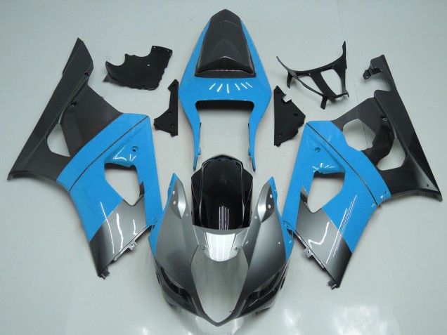 Carénages Moto Suzuki GSXR 1000 2003-2004 - Bleu Clair Argent Noir