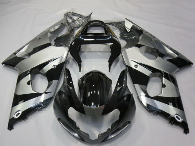Carénages Moto Suzuki GSXR 1000 2000-2002 - Argent Noir Brillant