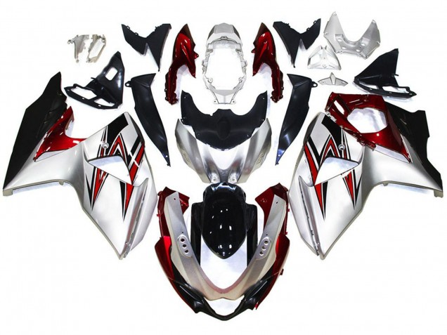 Carénages Moto Suzuki GSXR 1000 2009-2016 - Argent Rouge Noir