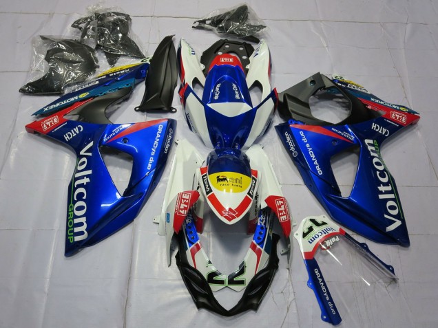 Carénages Moto Suzuki GSXR 1000 2009-2016 - Blanc Bleu Jaune Rouge Voltcom 22