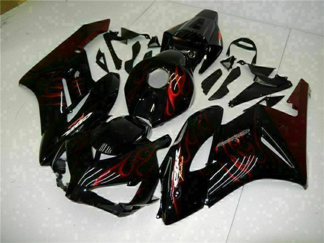Carénages Moto Honda CBR1000RR 2004-2005 - Noir Brillant Rouge Flamme