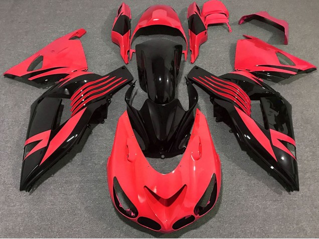 Carénage Moto Kawasaki ZX14R 2006-2011 - Rouge Noir Brillant