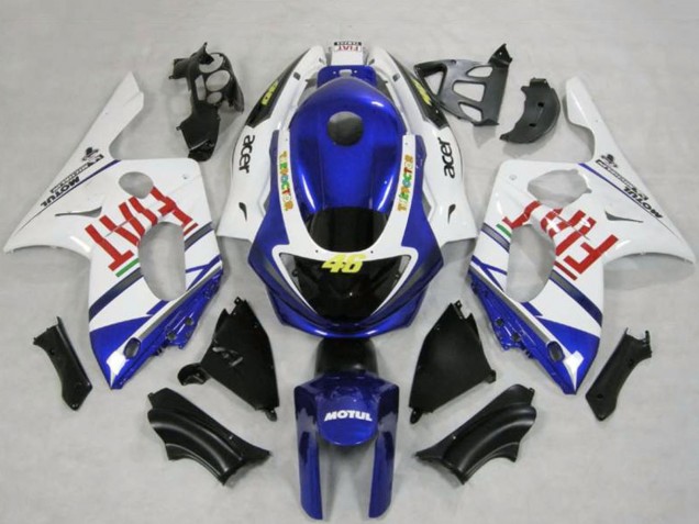 Carénages Moto Yamaha YZF600R Thundercat 1996-2007 - Blanc Bleu Fiat Motul