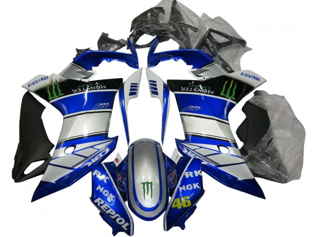 Carénages Moto Honda CBR600F 2011-2013 - Argent Bleu Noir Brillant Vert Repsol Monstre