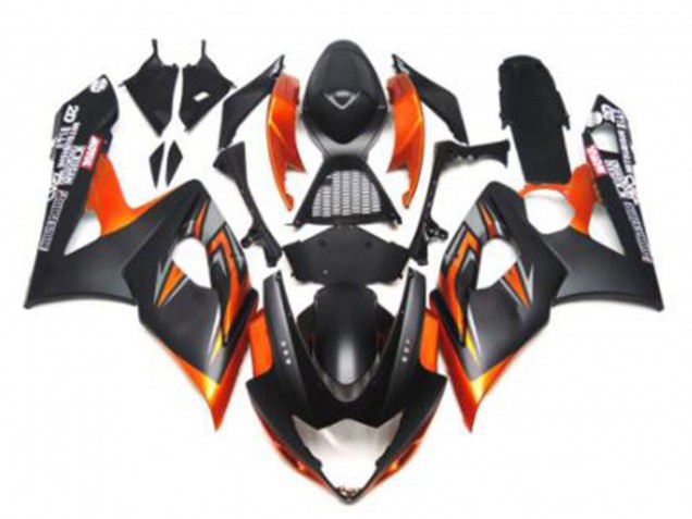 Carénages Moto Suzuki GSXR 1000 2005-2006 - Noir Brillant Noir Mat Noir Orange