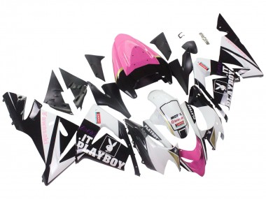 Carénages Moto Kawasaki ZX10R 2004-2005 - Noir Rose Blanc Playboy Motul