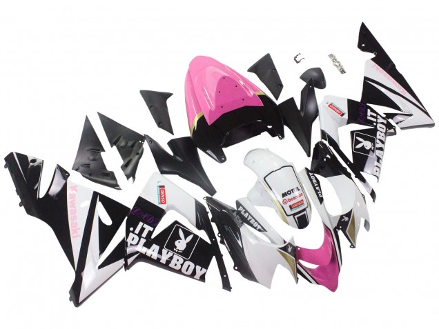 Carénages Moto Kawasaki ZX10R 2004-2005 - Noir Rose Blanc Playboy Motul