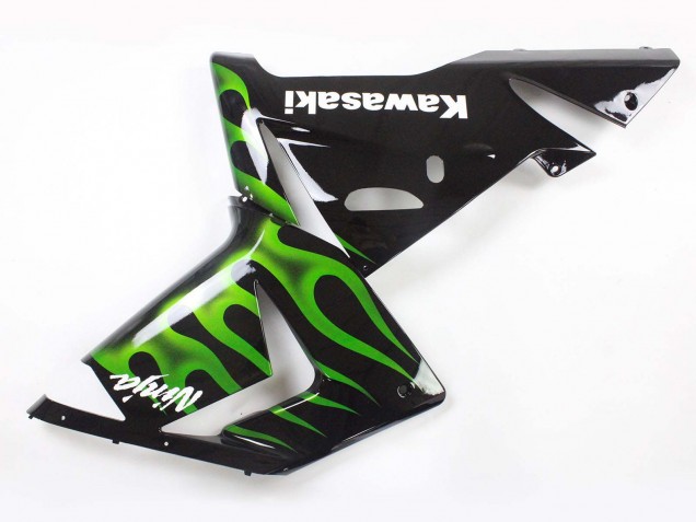 Carénages Moto Kawasaki ZX10R 2004-2005 - Noir Vert Flamme Ninja