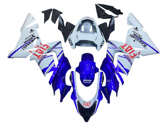 Carénages Moto Kawasaki ZX10R 2004-2005 - Bleu Brillant Blanc Fiat Motul