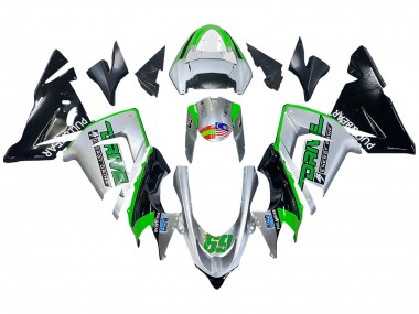 Carénages Moto Kawasaki ZX10R 2004-2005 - Vert Argent Noir 69