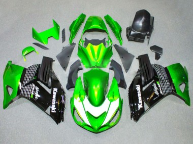 Carénages Moto Kawasaki ZX14R ZZR1400 2006-2011 - Vert Blanc Noir Brillant