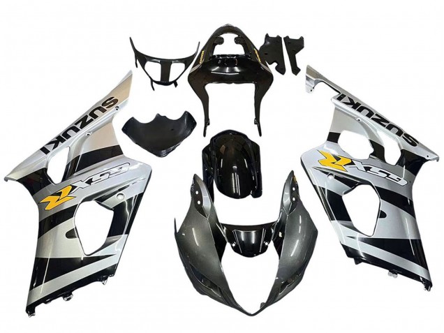 Carénages Moto Suzuki GSXR 1000 2003-2004 - Noir Brillant Argent Gris Jaune