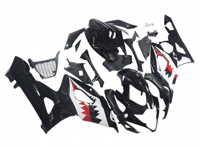 Carénages Moto Suzuki GSXR 1000 2005-2006 - Noir Brillant Rouge Blanc Requin