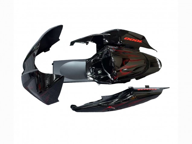 Carénages Moto Suzuki GSXR 1000 2007-2008 - Noir Rouge Flamme